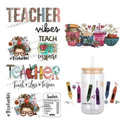 School Teacher Stationery Supplies Pattern UV DTF Transfer Sticker Waterproof Transfers Decals For 16oz Glass Cup Wrap Stickers