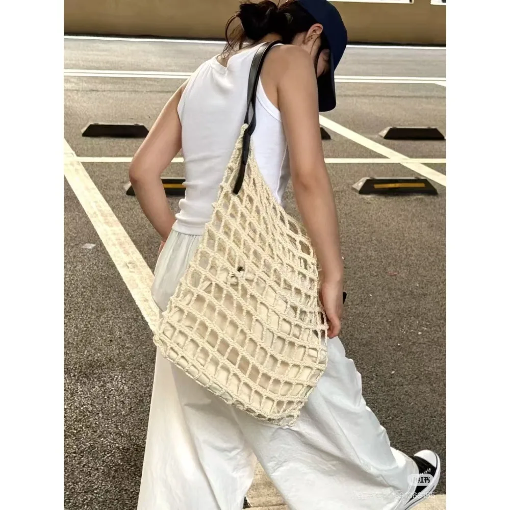 

Модная женская сумка-мессенджер с ажурным плетением, универсальная, повседневная, для пляжа, в стиле минимализм