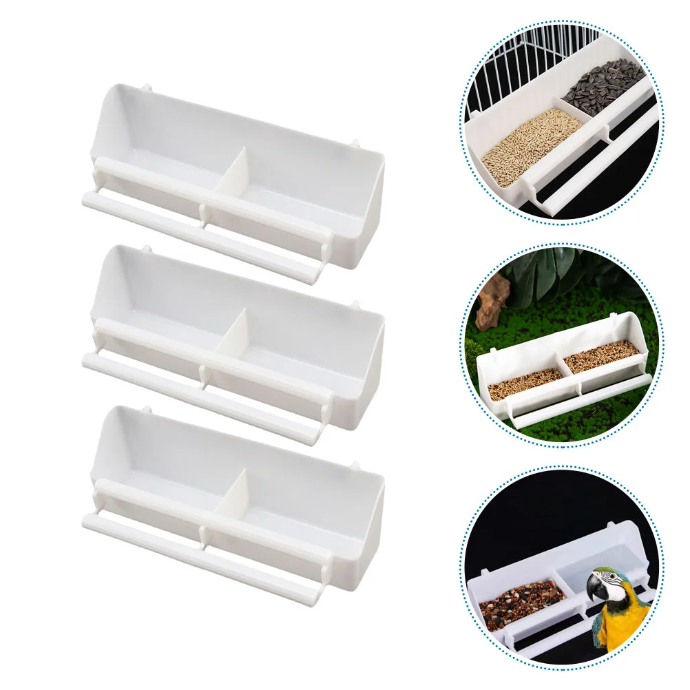 3 Pcs Parrot Bird Feeder Double Girds Cage Supply Small Plastic Container Feeding Convenient Containers Food Birdcage Water