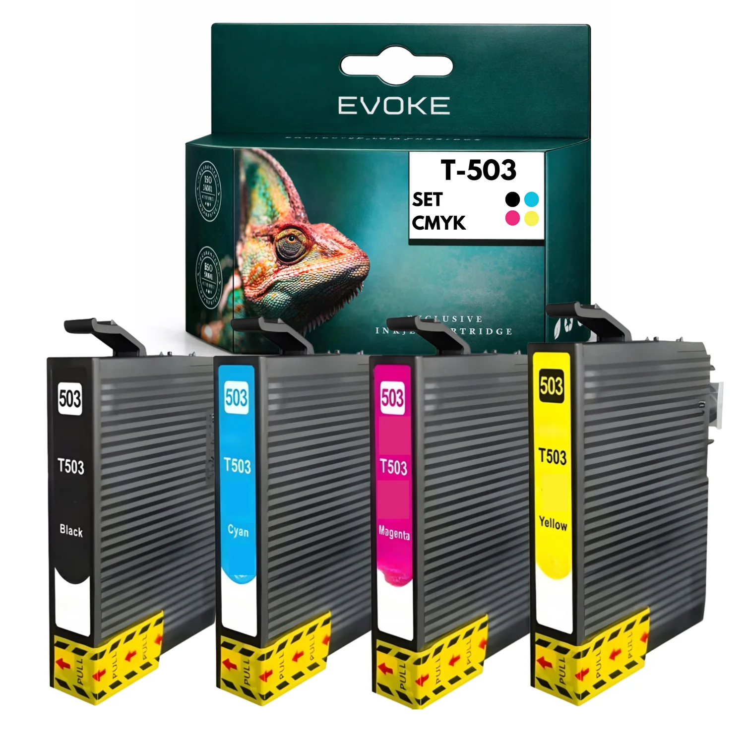 Evoke Compatibele Inkt voor Epson 503XL T503 4X Cmyk: Zwart, Cyaan, Magenta, Geel 42 ml Expression Home Xp-5200 5205; Workforce Wf-2960Dwf 2965Dwf