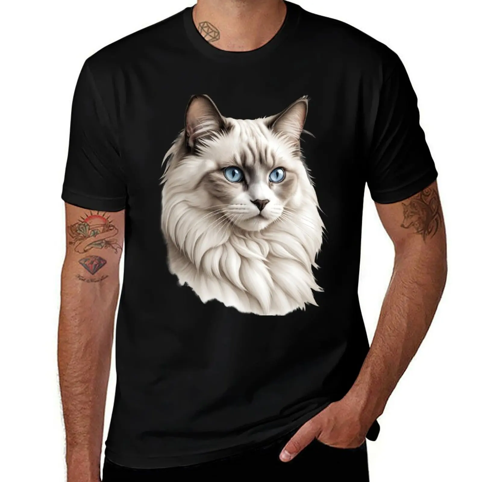 

Футболка Ragdoll, винтажная рубашка в стиле аниме, милые топы, заготовки, тяжелые футболки для мужчин