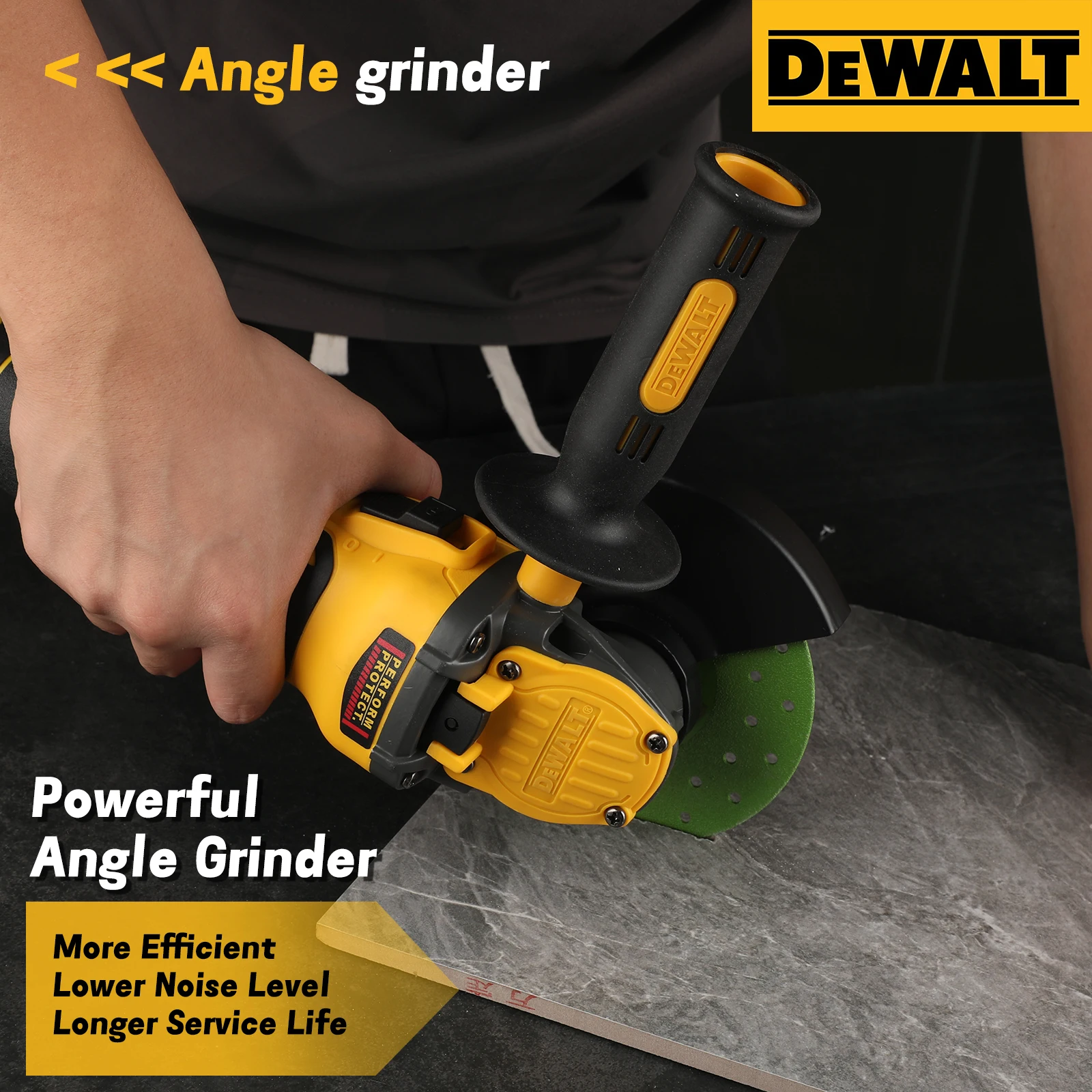 

Аккумуляторная угловая шлифмашина DEWALT DCG409 20В, 125 мм, 9000 об/мин, с фиксацией шпинделя, для тяжелых работ по обработке металла, дерева и плитки в строительстве