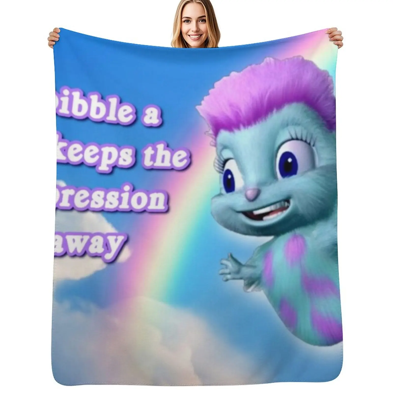 

a bibble a days keeps the depression away Throw Blanket Moving For Decorative Sofa anime Flannel Fabric Blankets