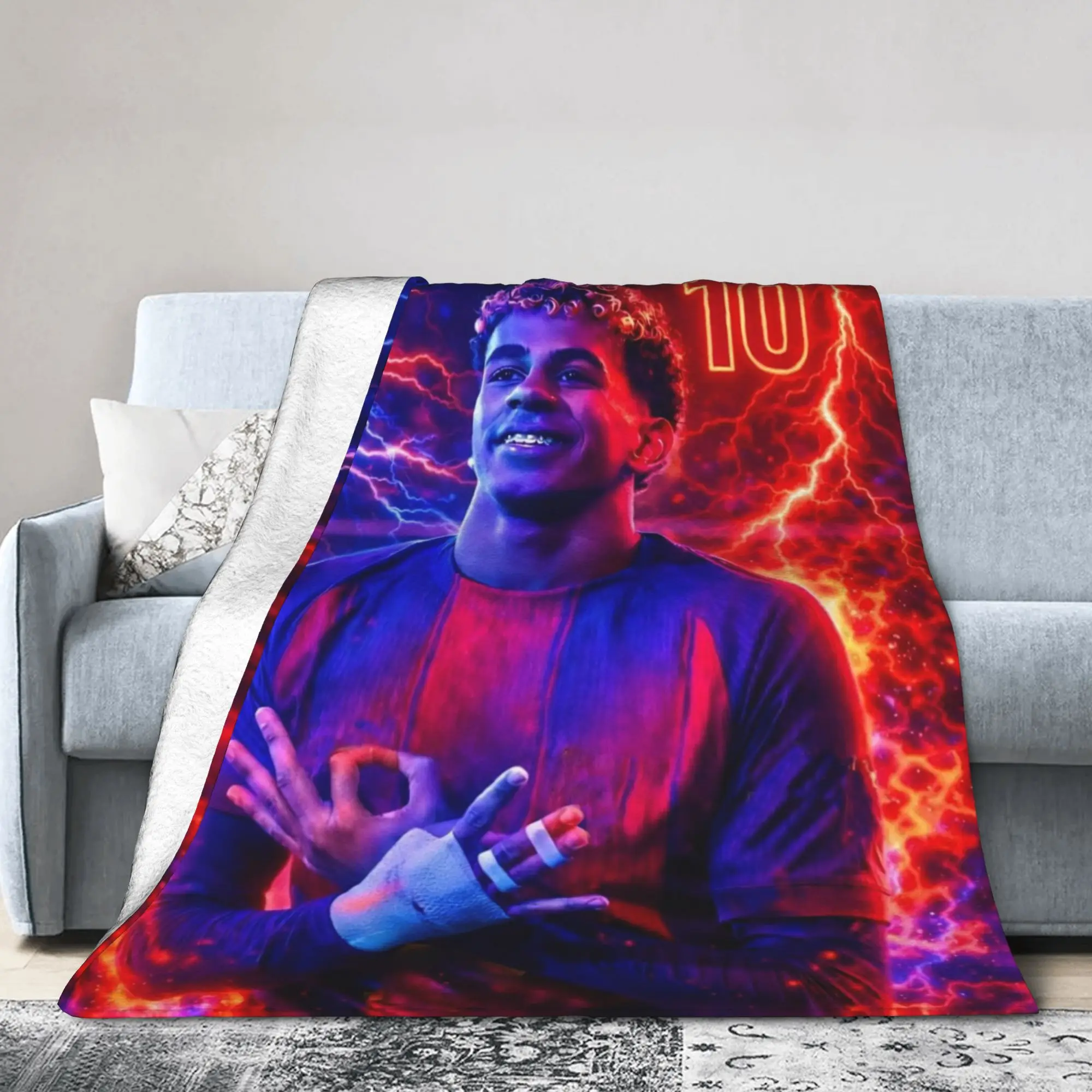 Lamine Y-Yamal Knitted Blankets Football Soccer Flannel Throw Blankets Summer Air Conditioning Portable Soft Warm Bedspreads