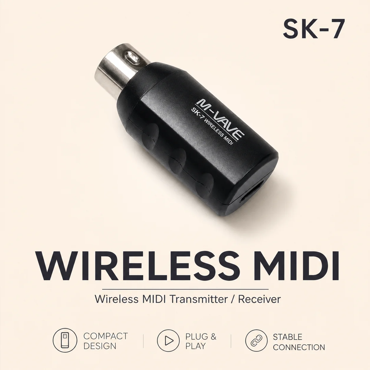 M Vave Sk7 Wireless Midi Adapter Rechargeable Bluetooth Transmitter Receiver For Electronic Music Instrument