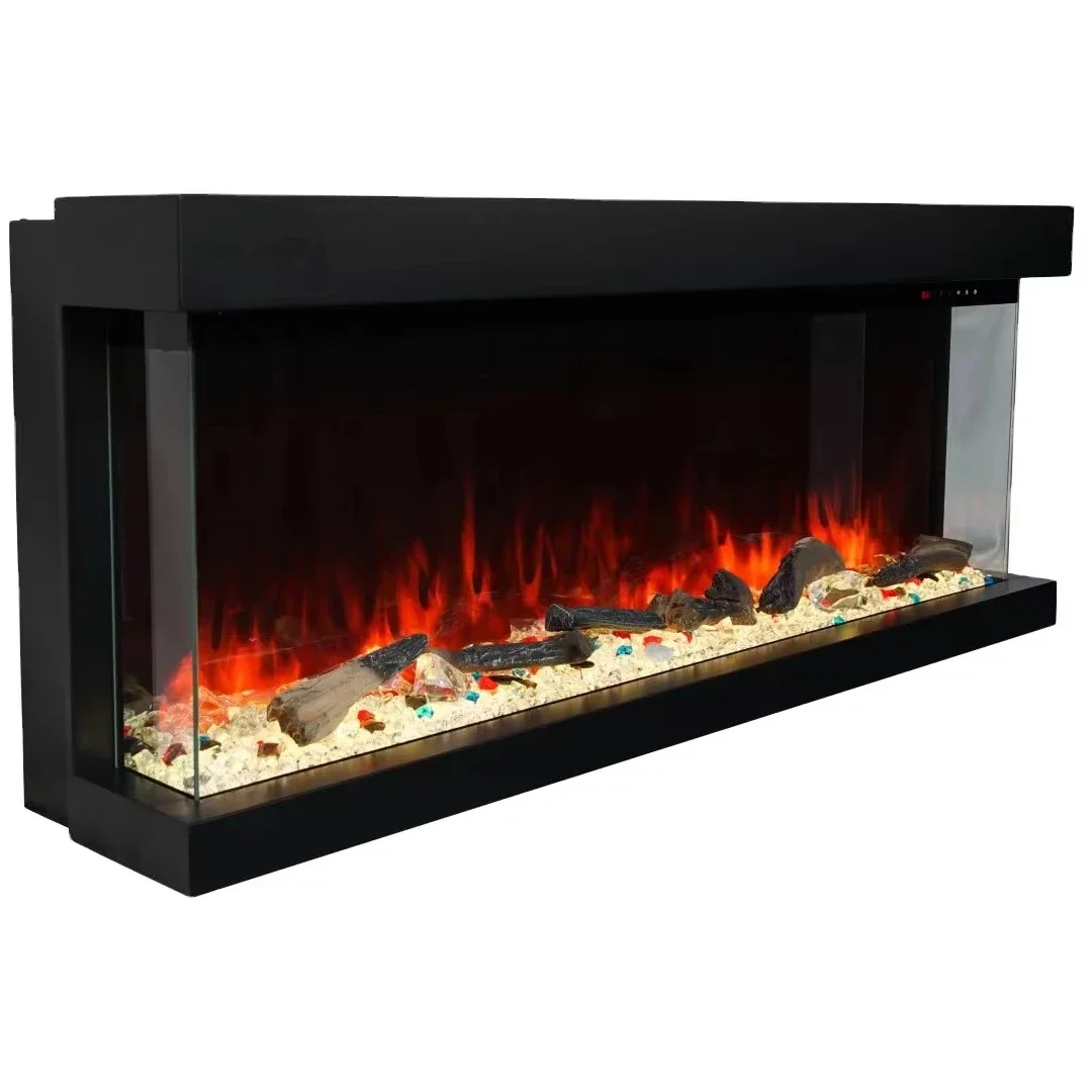

【Hot】3 Side View Electric Decoration Fireplace Multi Color Wall Mounted Built in Hearth Electric Fireplace With and Without Heat