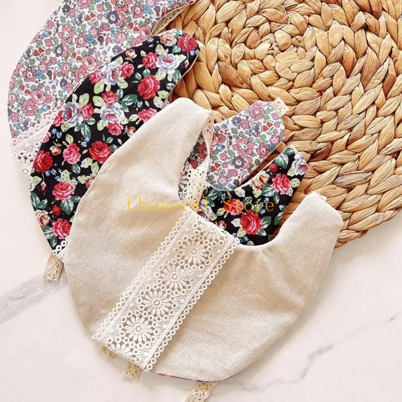 e7ce 3pcs 젖꼭지 체인 아기 머리띠 세트 꽃 프린트 신생아 면화 타월