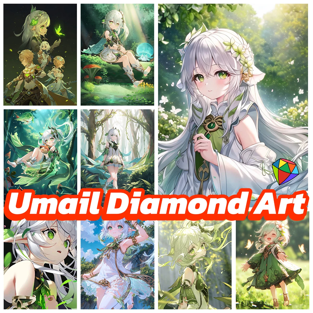 

Nahida Diamond Painting Kit Genshin Impact Game Poster Diamond Cross Stitch Embroidery Hand Cartoon Loli Mural Home Wall Decor