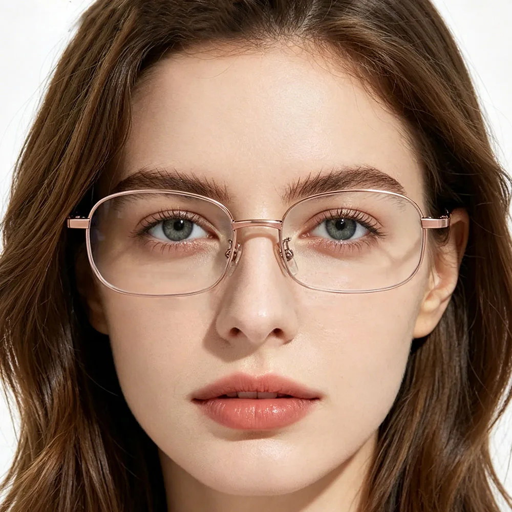 

Rose Gold Titanium Women Optical Glasses Frame Super Lightweight Square Ladies Fashion Prescription Myopia Eyewear Frames