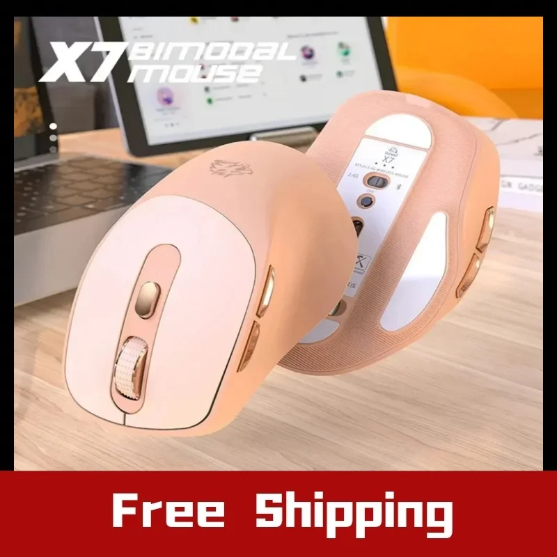 

New Free Wolf X7 Wireless Bluetooth Silent Mouse PAW3212 2400DPI Rechargeable Esports Gaming Mouse PC Laptop Windows Android Mac