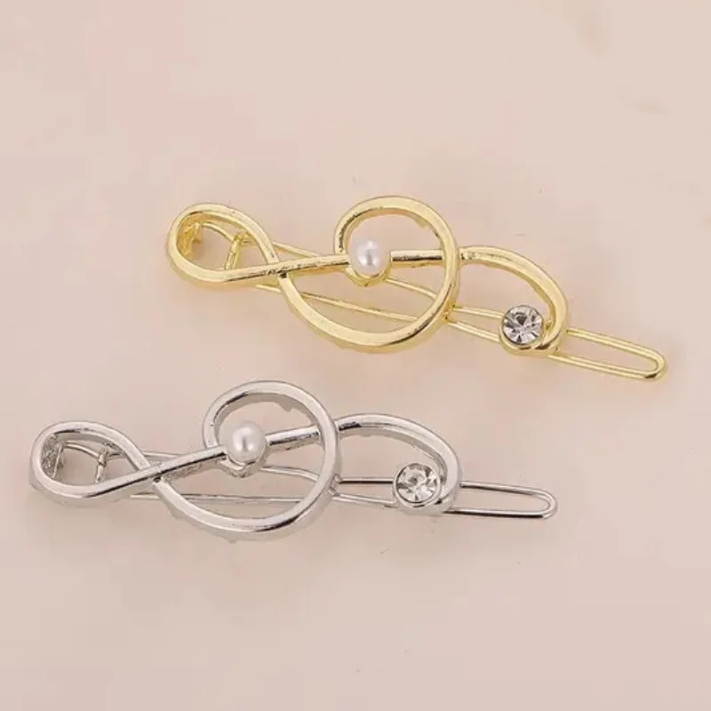 

1pc Fashion music note hairpin creative bangs clip side clip pearl rhinestone headdress hair accessories