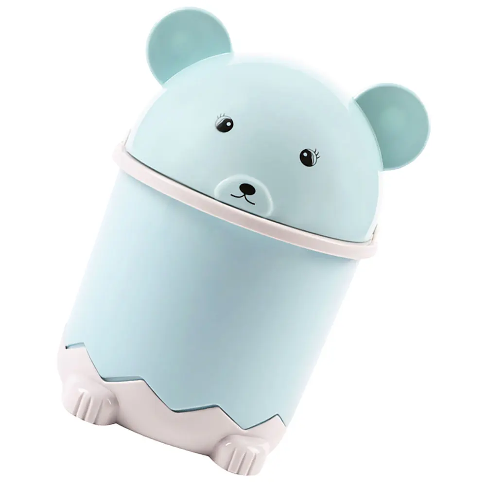 

Cartoon Little Mouse Trash Can Desktop Bin Mini Waste Blue Lid Plastic Home Kitchen Bedroom Bathroom Garden Supplies