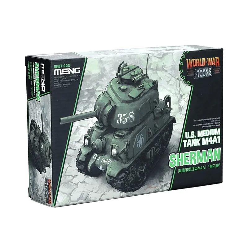 MENG Assemble Figure American Medium Tank M4A1 Sherman WWT-002 Assembly Model Room Ornament Custom Collectible Toy Birthday Gift