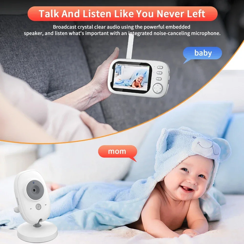 New 3.5 inch Wireless Video Baby Monitor Night Vision Temperature Monitoring 2 Way Audio Talk Baby Nanny Security Camera