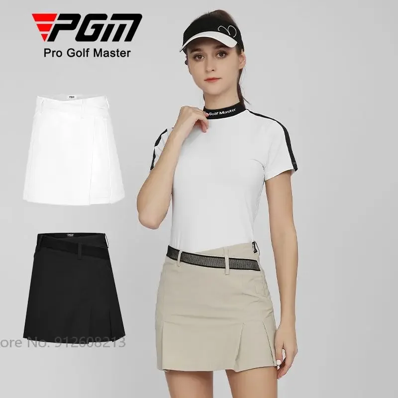 

PGM Summer Ladies A-lined Golf Skirt Breathable Elastic Golf Skort Women High Waist Pleated Culotte with Inner Shorts 3 Colors