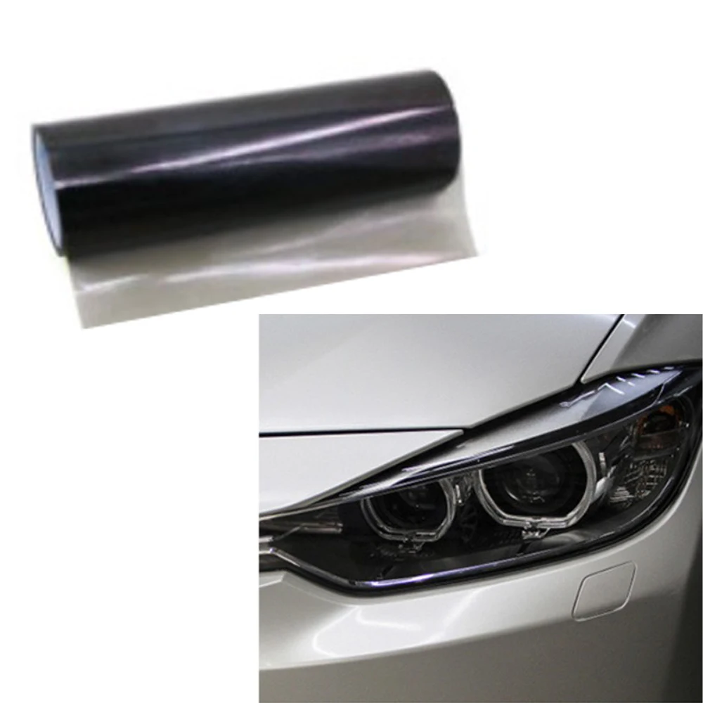 1pcs Gloss Light Black Smoke Vinyl Film Tint Headlight Fog Light Side Marker Light Taillight Wrap Cover Waterproof 30 x 60cm