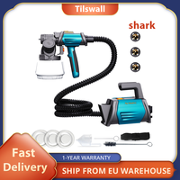 Tilswall Shark 800W Paint Sprayer, with 2.5m/8.2FT Airhose, 3 Nozzles Sizes, 3 Spray Patterns, Max 1200ml/min Speed