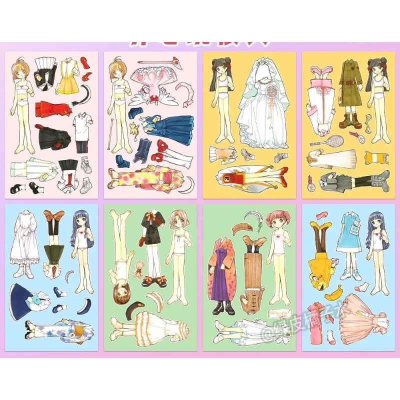 Cartão captor sakura outfit adesivos kinomoto sakura tomoyo daidoji anime periférico bonito dos desenhos animados criatividade diy adesivo presentes