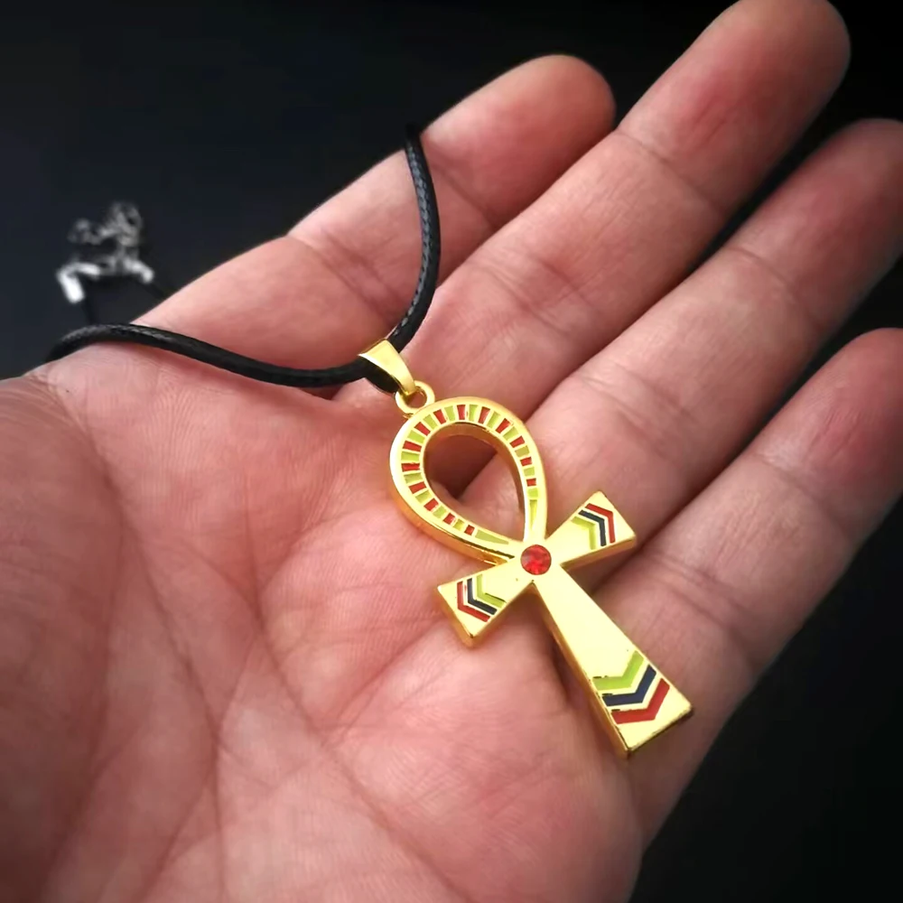 سريع بيع جيد المصري عنخ الصليب قلادة حبل من الجلد