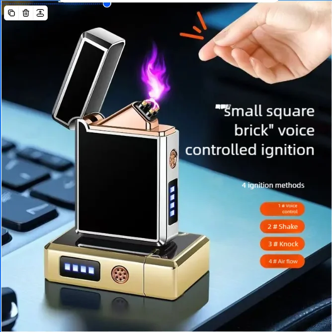 

New Smart Voice-activated Induction Dual Arc Pulse Lighter Metal Windproof Type-c Rechargeable Electronic Cigarette Lighter