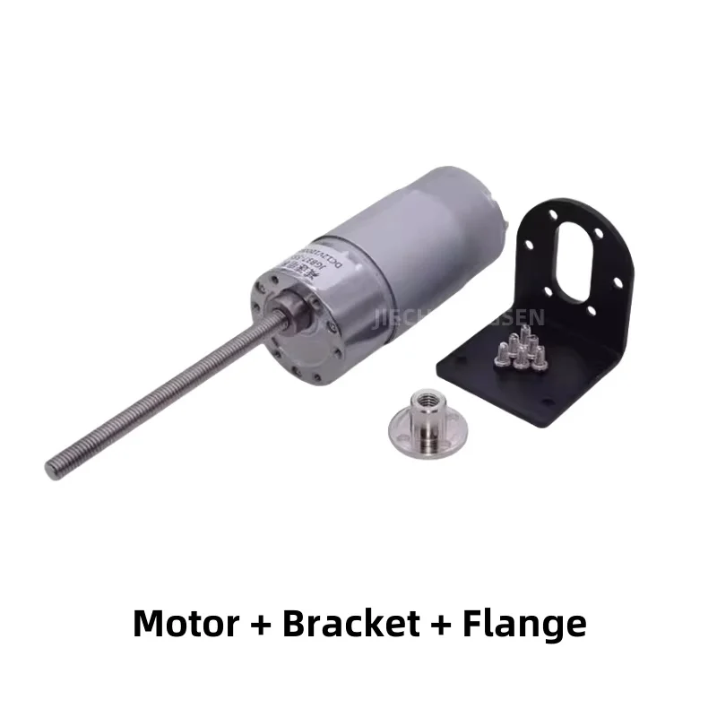12V24V M6*80mm Screw Rod Shaft JGB37-555 DC Gear Motor With Flange bracket Sliding Lift Motor