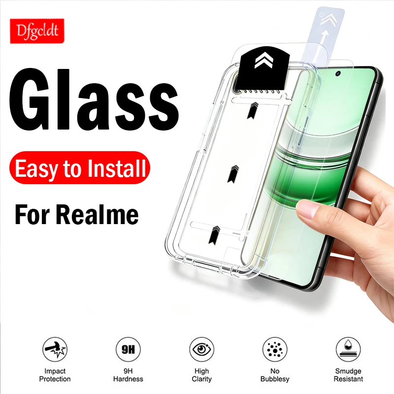 

Защитная пленка из закаленного стекла для Realme C75 C73 C71 C67 C55 C53 C51 C35 C33 C31 Простая установка комплекта для автоматического удаления пыли