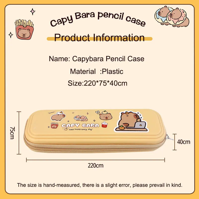 Tempat pensil Capybara, kantong pensil kartun alat tulis kapasitas besar