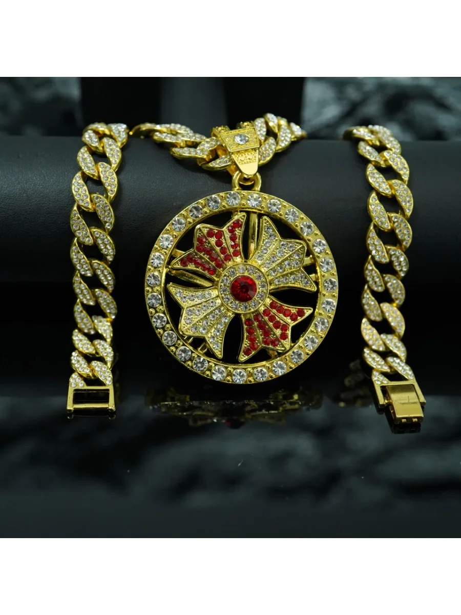 Mode Neue Drehbare Kreuz Legierung Anhänger Hip Hop Trend High Street männer Kubanischen Kette Halskette