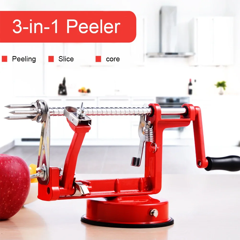 3 in 1 Apple Peeler Stainless Steel Core Slice Cutter Hand-cranked Fruit Peeler Slicing Tools Kitchen Apple Slicer Corer Cutter