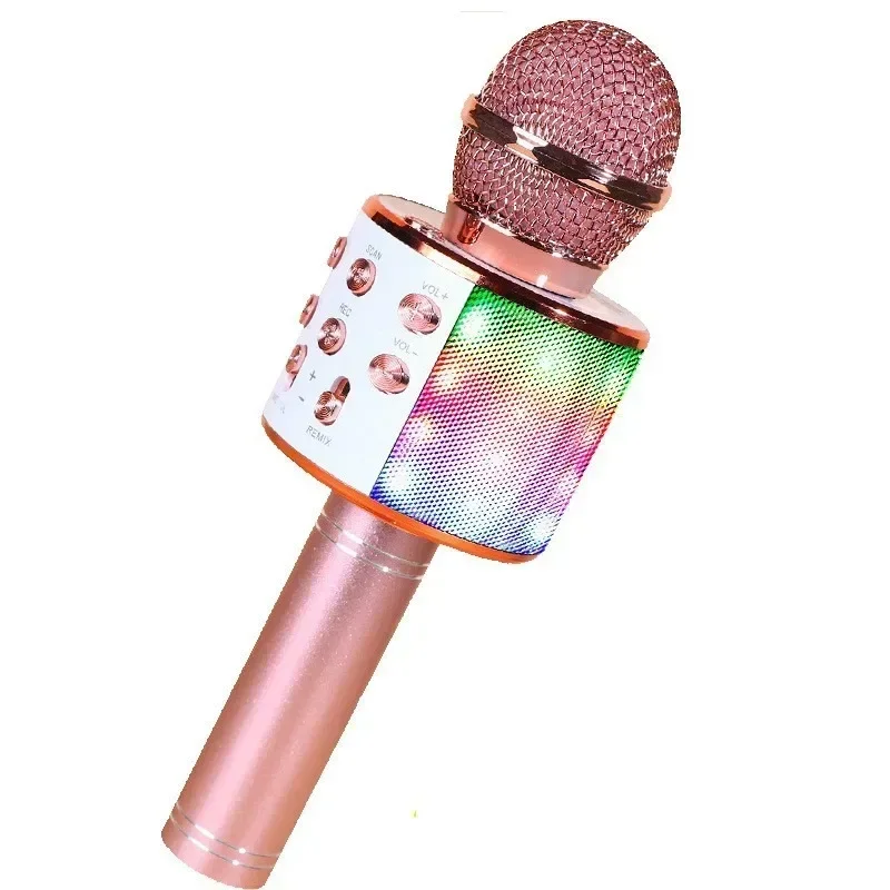 

Wireless Karaoke Microphone Bluetooth-compatible Handheld Speaker Home KTV Player with Dancing LED Lights Record Function