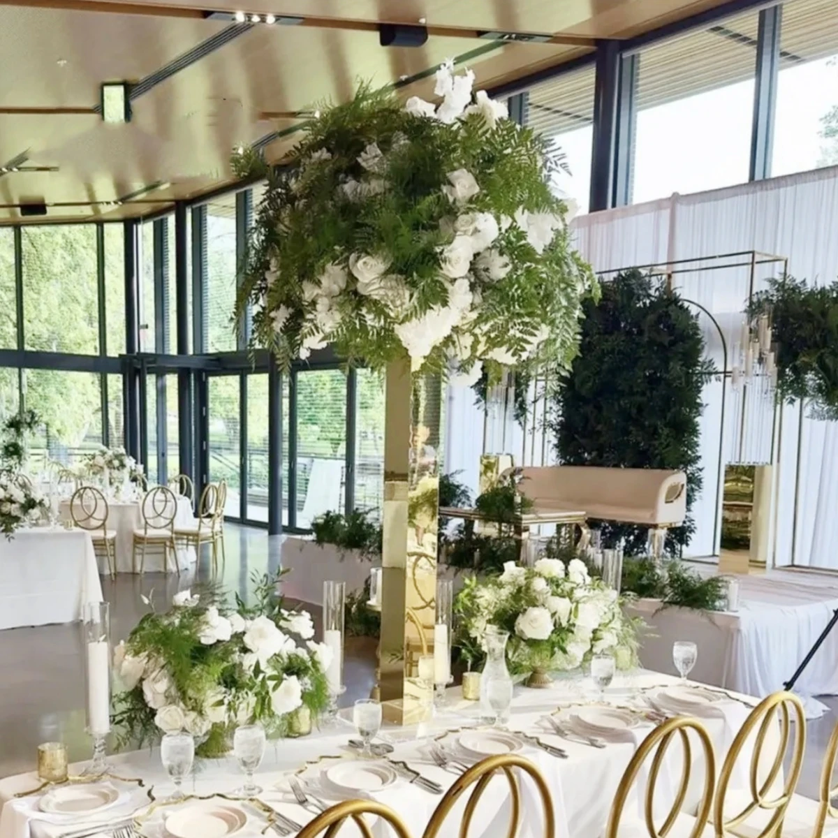 

10pcs）50cm/60cm/70cm/80cm/90cm)Wholesale Hot Sale Event Wedding Centerpieces Tall Gold Mirror Pillar Flower Stand 2998