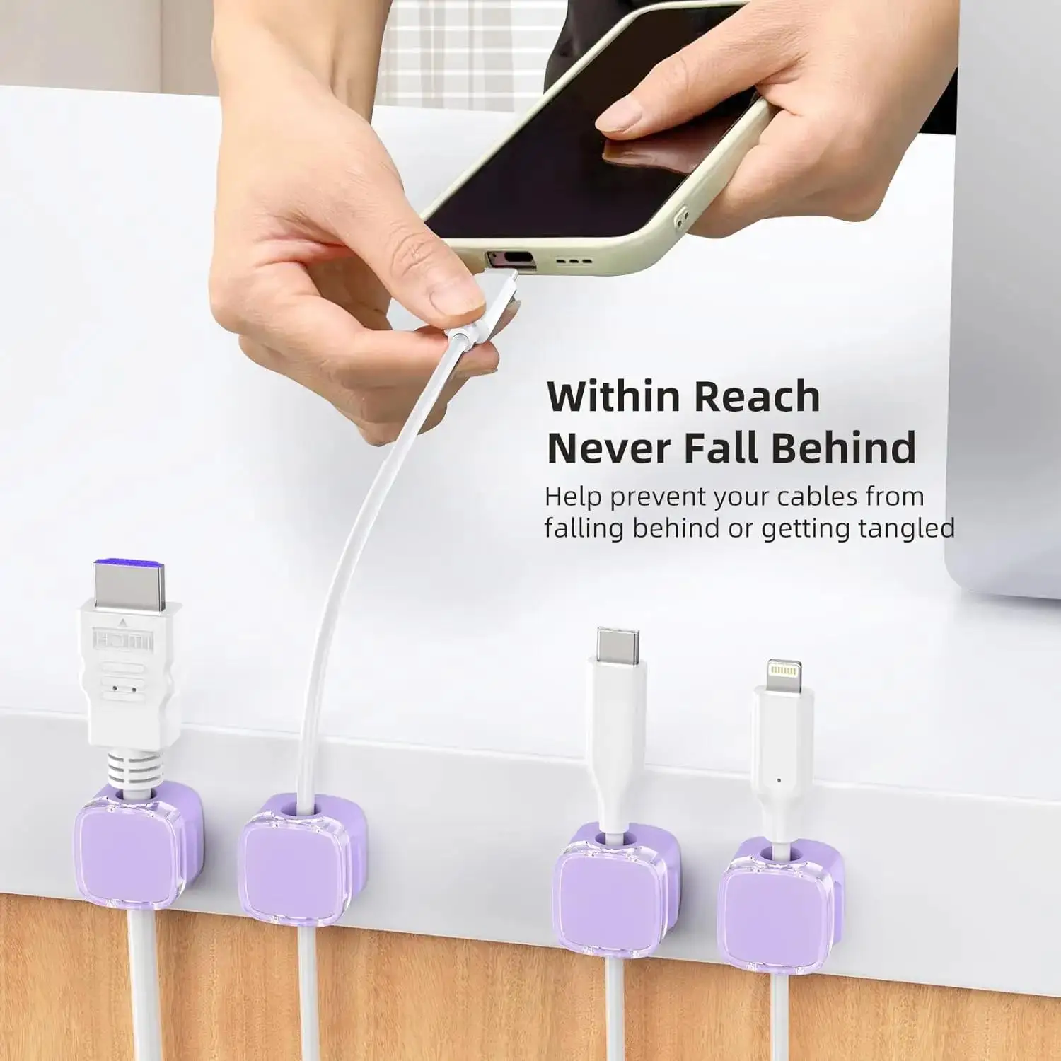 مقاطع كابلات مغناطيسية كابل USB حامل سلك قابل للتعديل سلس تحت مكتب إدارة الكبلات حارس الأسلاك منظم الكابلات حامل الخط