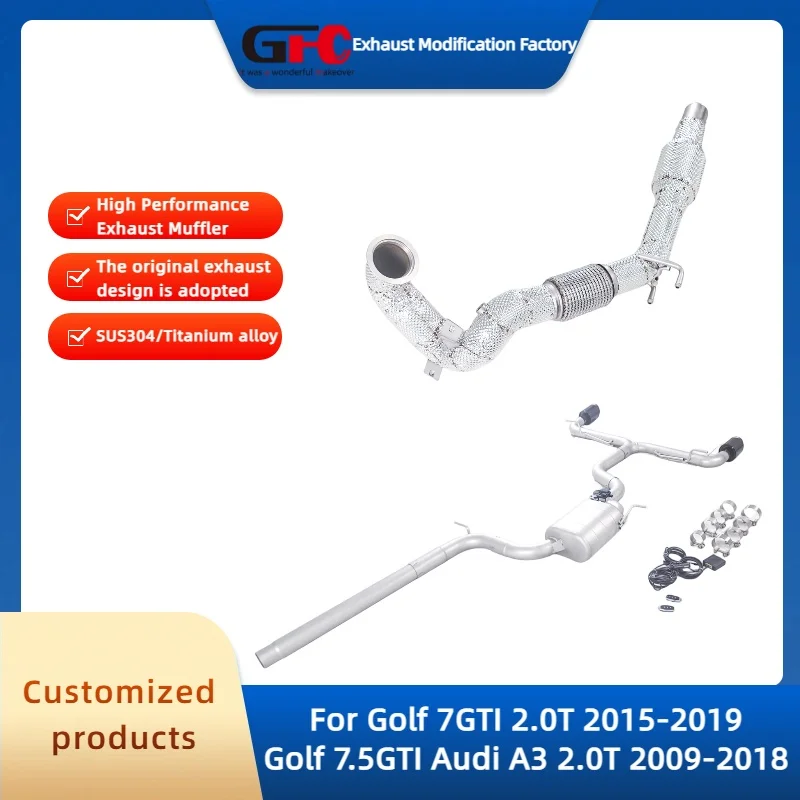 Sistema de escape de alto rendimiento GFC Catted Downpipe Catback Valvetronic para Golf 7GTI 7.5GTI Audi A3 2.0T