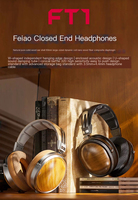 FiiO FT1 Closed-Back Headphones - Premium North American Walnut Wood Professional HIFI Wired Monitoring Headset