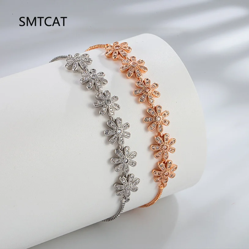 

Flowers Design Moissanite Charm Bracelet For Women 925 Sterling Silver Tennis Luxury Chain Party Jewelry Pulseiras De Prata