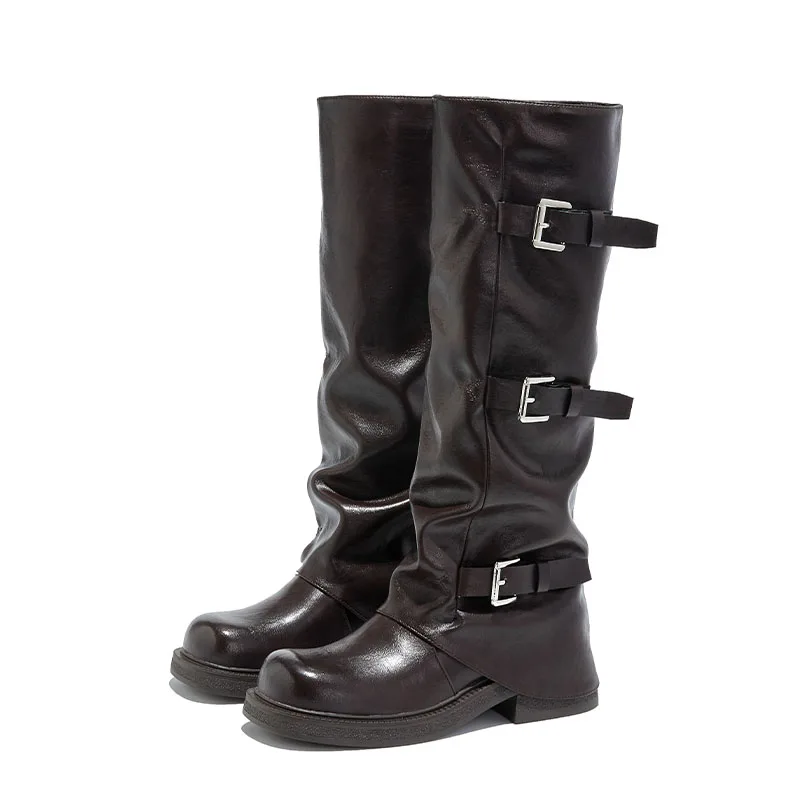 

2025 New Women's High Boots Western Cowboy Style Women Stacked Boots Large Size Warehouse female Knight Boots