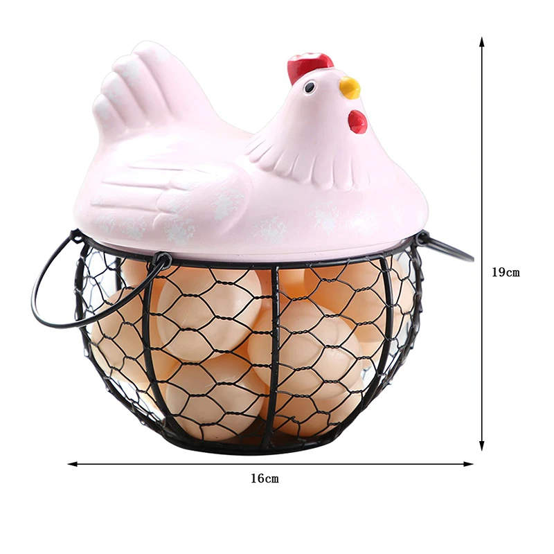 Egg Holder Iron Chicken Shape Ceramic Hen Ornament Fruit Storage Basket Durable