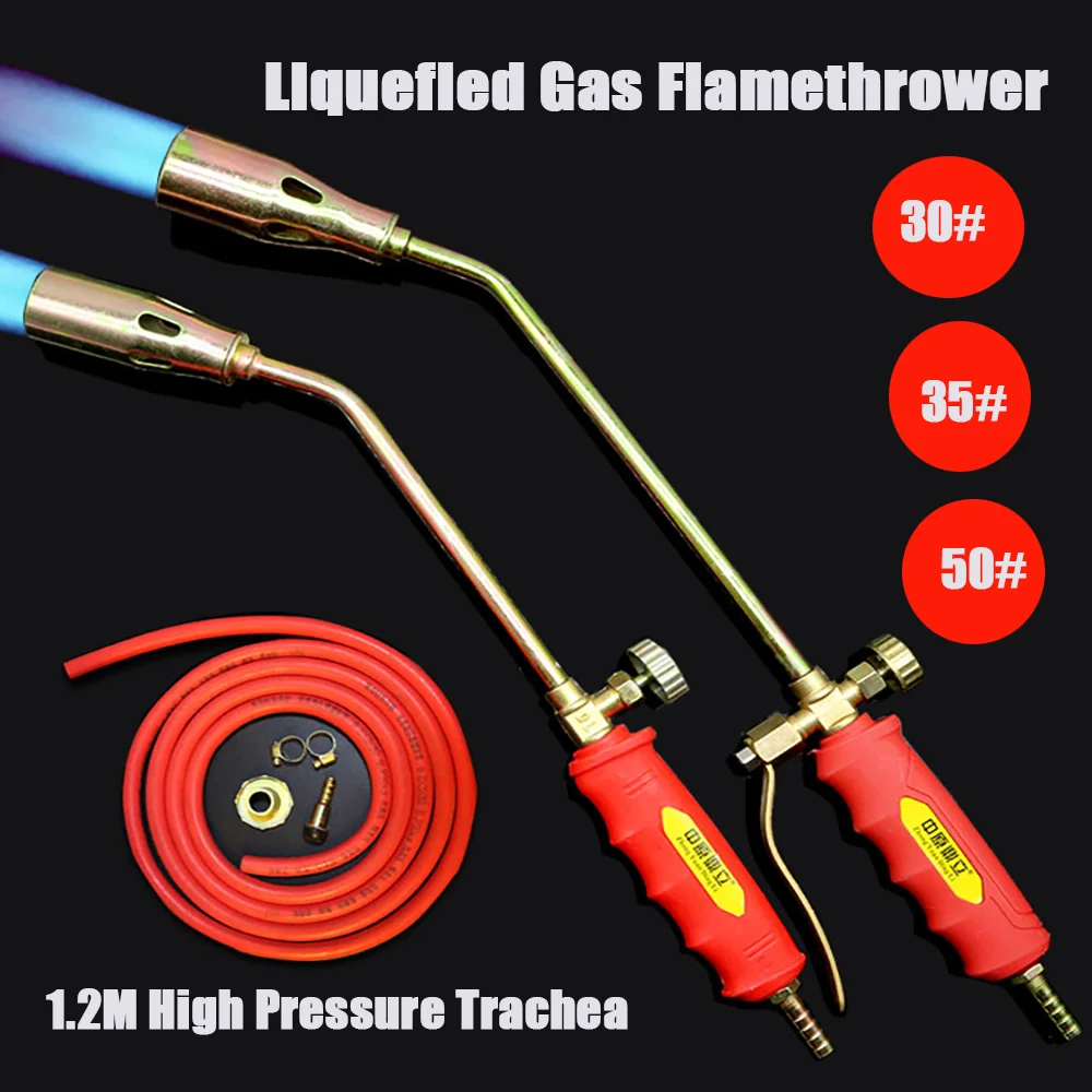 Multifunctional High Temperature LPG Gas Welding Torch Household Burning Pig Hair Flamethrower Extended BBQ Torch Flame Gun 1.2M