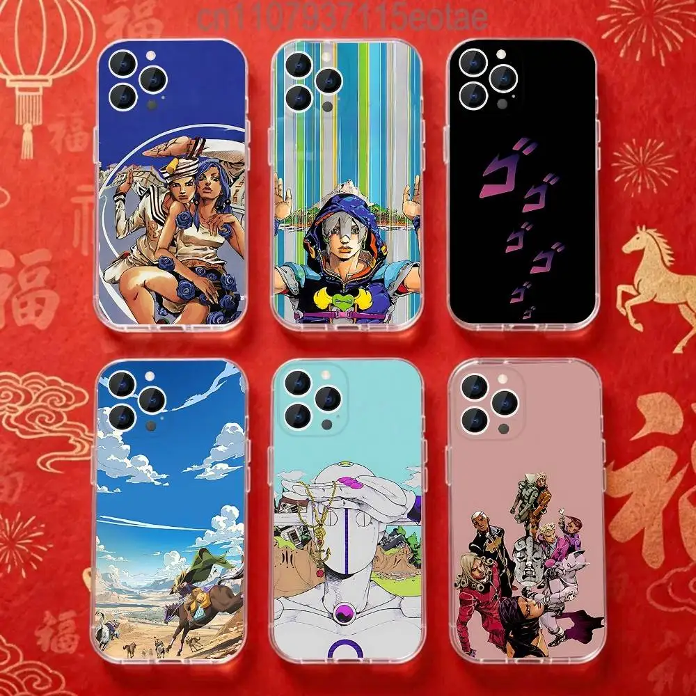 

J-JoJo Bizarre Adventure JJBA Transparent soft case for iPhone 17,16,15,14,13,12,11,Pro,Max,Plus, X,XS,XR,SE4,E Mini