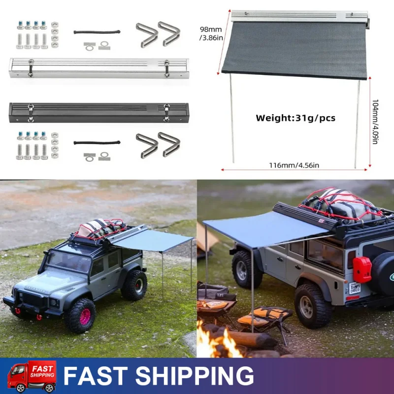 

New 1/18 RC Crawler Metal Roof Side Awning Tent for Traxxas TRX4M Defender Bronco Upgrade Parts