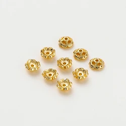 20Pcs 5-8mm 14K/18K Gold Color Plated Brass Tibetan Flower Cap Beads Caps for Bracelet Necklace Jewelry Making DIY Accessories