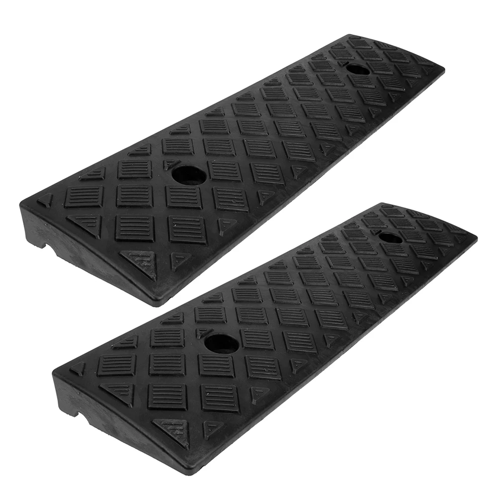 

2pcs Black Rubber Ramp for Door Step Mat Slope Wheelchair Curb Motorcycle Durable Portable Garage Driveway Home Garden