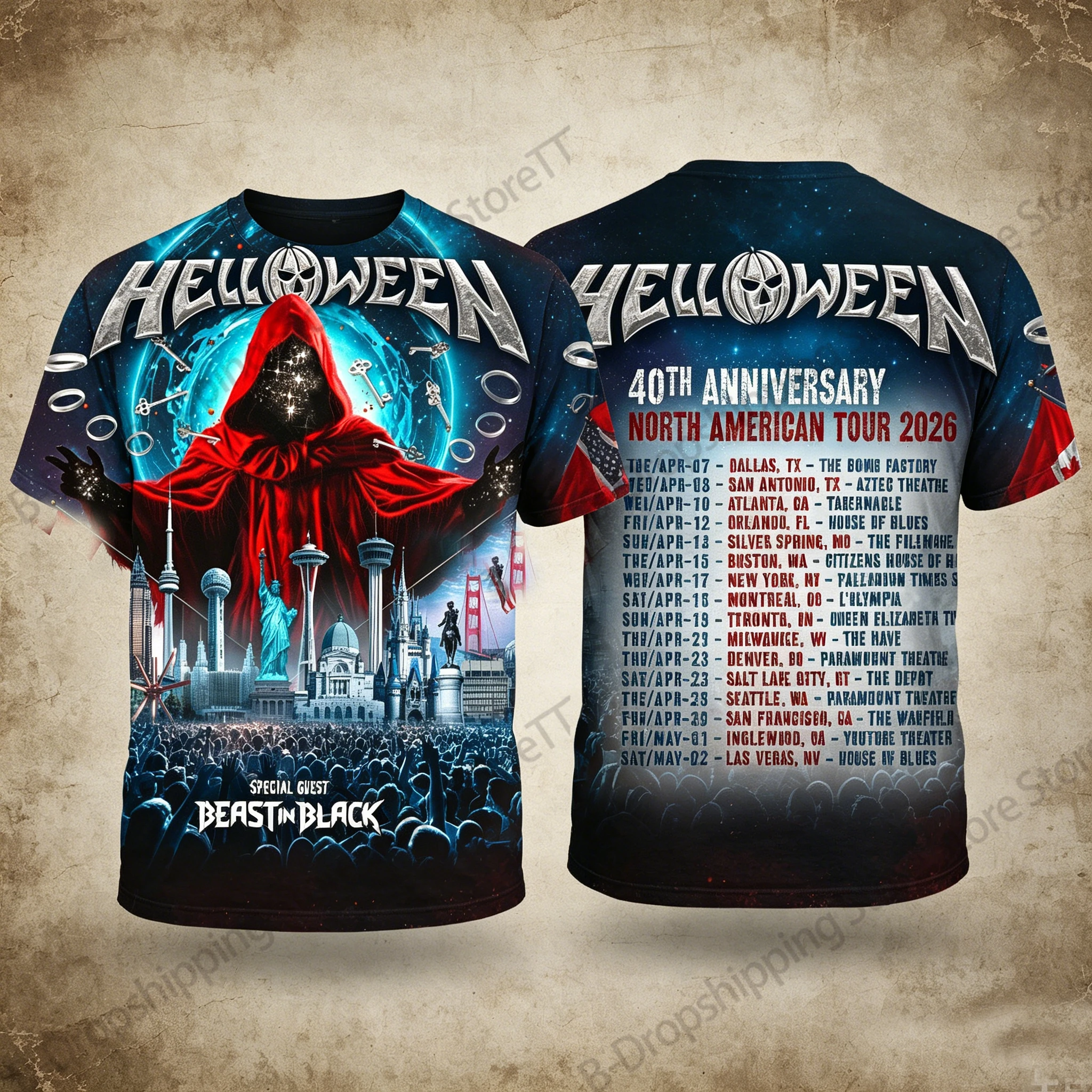Hip Hop Rock Band Helloween 40 Year Anniversary Tour 2026 3D Print