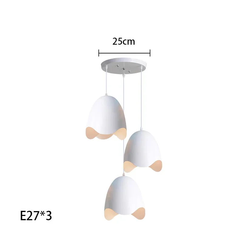 Macaron Nordic Three Head Dining Table Chandelier Creative Egg Shaped Bedroom Bedside Small  Bar Desk Study Lighting