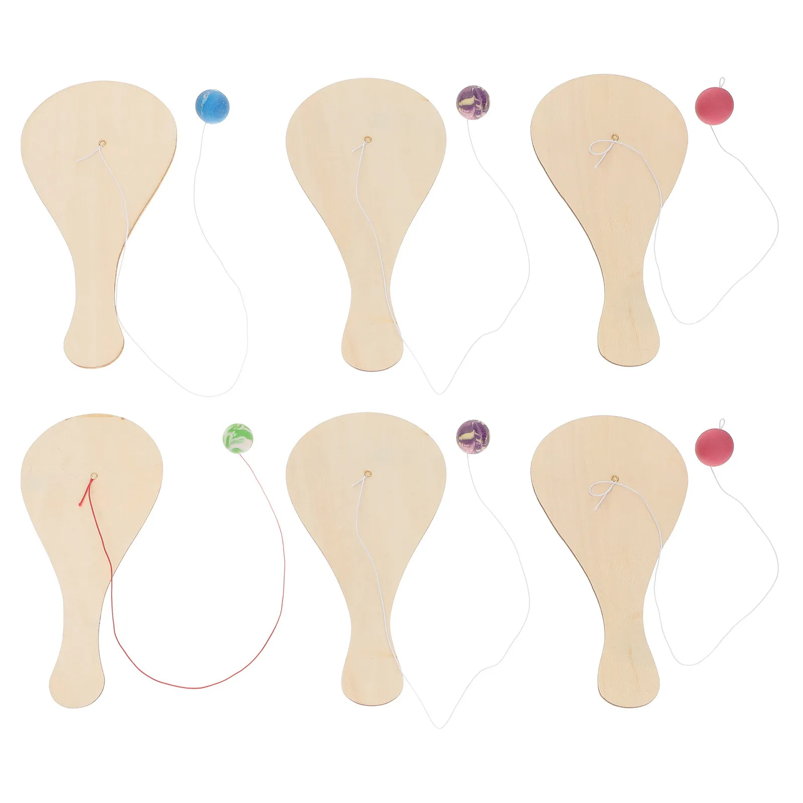 

Набор из 6 деревянных ракеток для игры в мяч, детские ракетки для рисования своими руками, толстые резиновые мячи, для игр в помещении и на улице, развивающий инструмент для детского сада