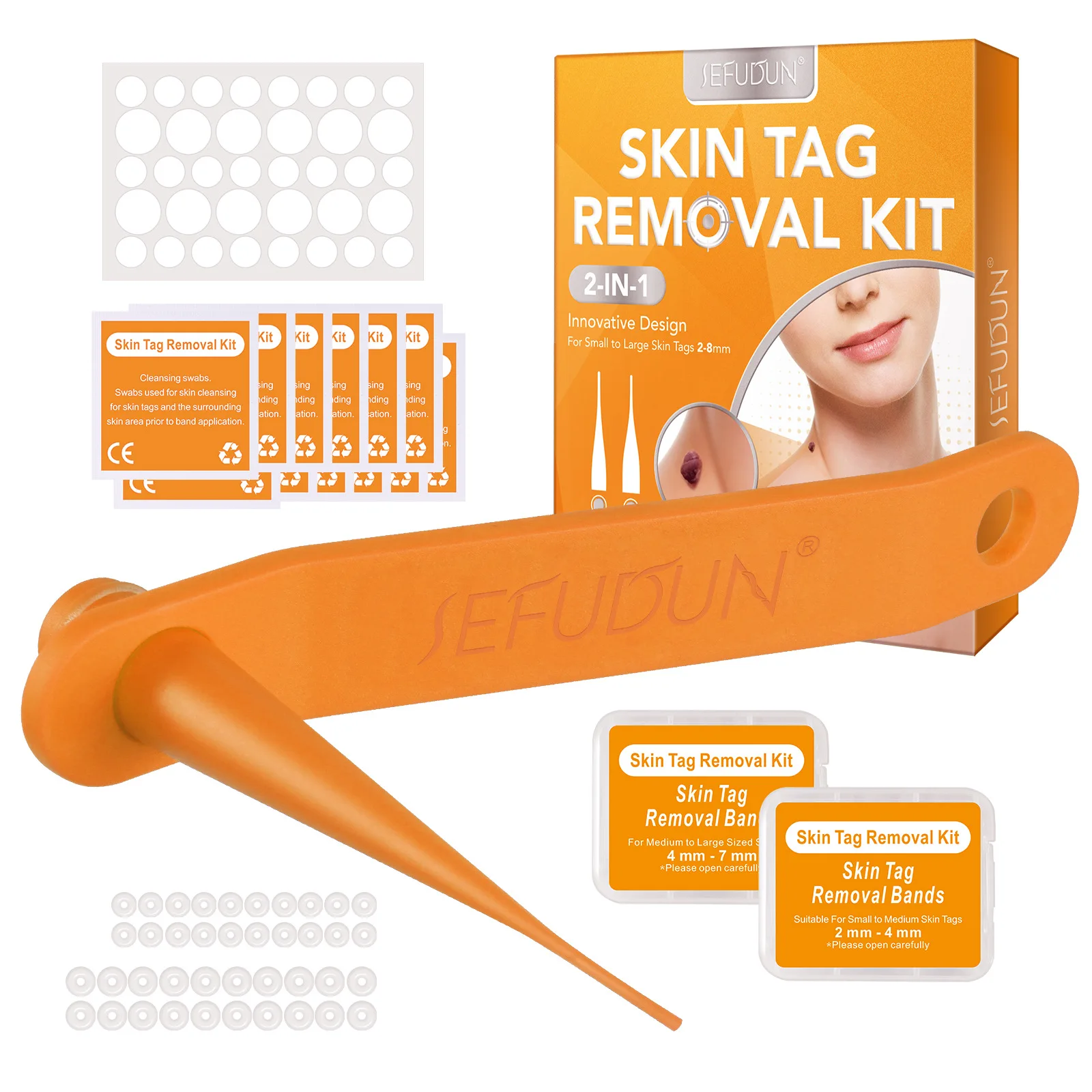 Kit penghilang Tag kulit untuk Tag kulit kecil hingga besar 2-8mm untuk penggunaan Rumah pita penghilang kulit aman dan efektif dengan penyeka pembersih