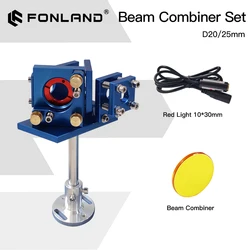 FONLAND-combinador de rayo láser ZnSe de 20mm, montaje y puntero, juego de combinación de haz azul para máquina cortadora de grabado láser CO2