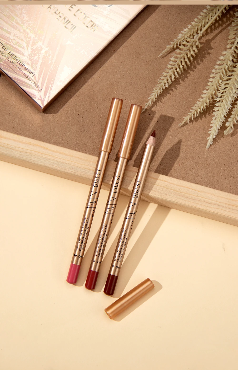 QIBEST 12 Farben Lippenstifte Matte Lipliner Bleistift Wasserdicht Lippenstift Lip Liner Stift Glatte Nude Lippenstift Stifte Für Lippen Make-Up – Detail 15