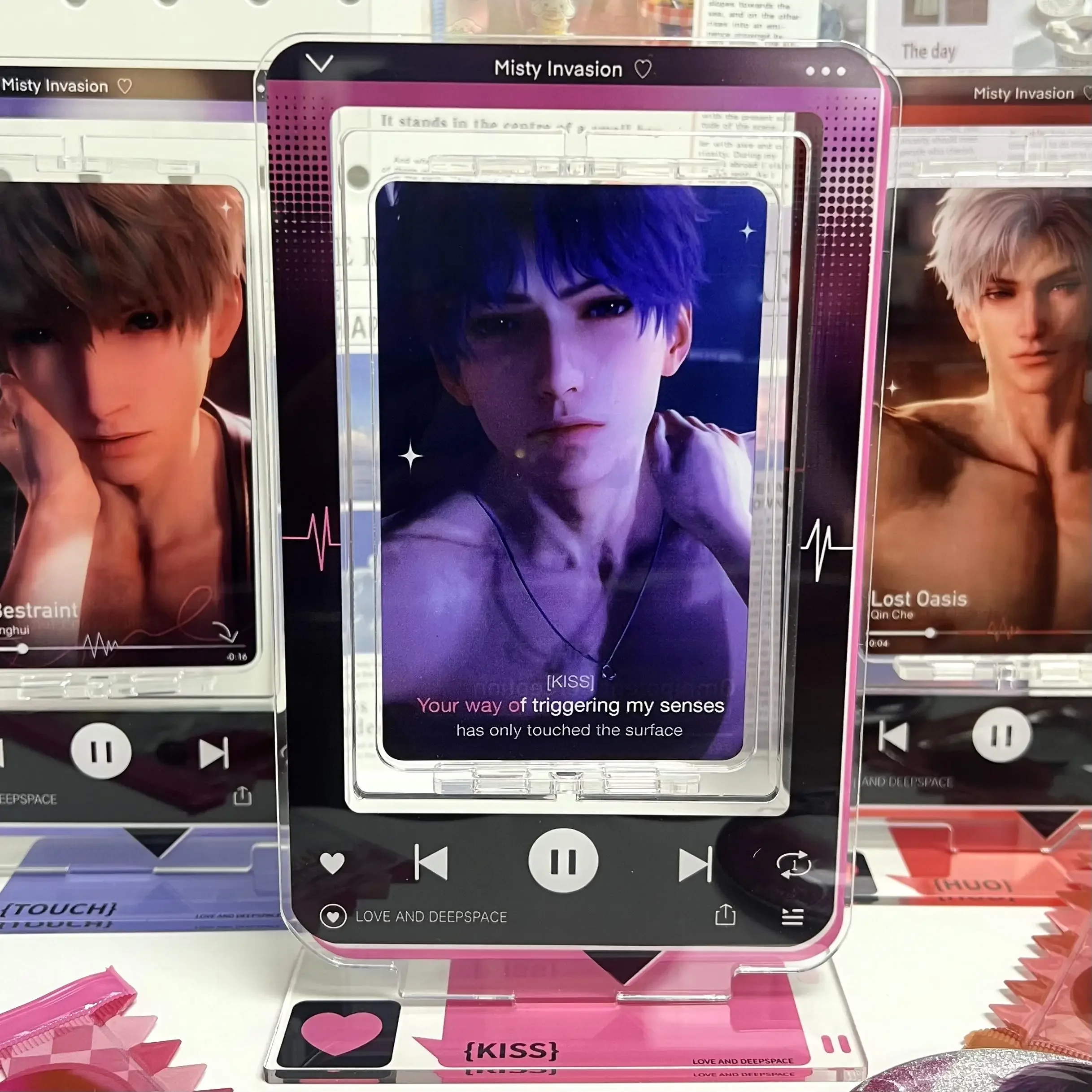 لعبة أنيمي الحب و Deepspace ، Rafayel Zayne ، Louis Sylus تأثيري تدور ، علامة واقفة ، زخرفة سطح المكتب الاكريليك ، زخرفة الكرتون