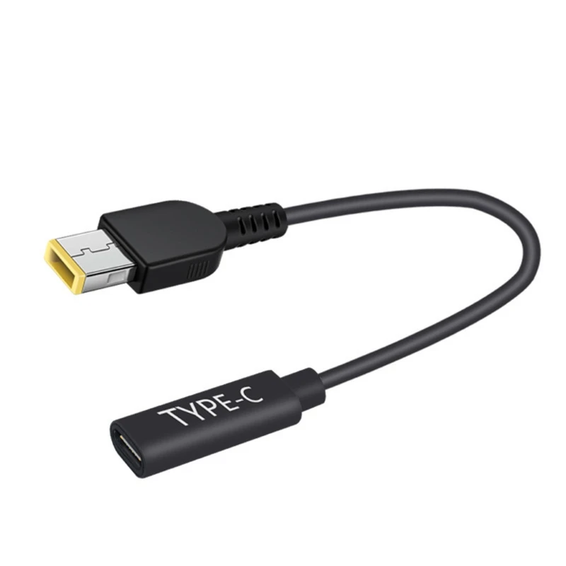 USB-C 15cm 65W Type-C Female to Square Tip Plug Charging Cable PD Fast Charger Power Cord For . Yoga Thinkpad laptop